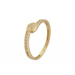 ANILLO MUJER ORO AMARILLO 18 KILATES ESTILO SOLITARIO CON CUAJO CON CIRCONITAS BLANCAS Y CIRCONITAS EN EL BRAZO