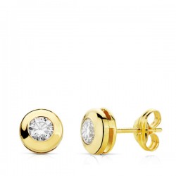 PENDIENTES MUJER ORO AMARILLO 18 KILATES CHATÓN GALERÍA 5.5 MILÍMETROS CIERRE PRESIÓN