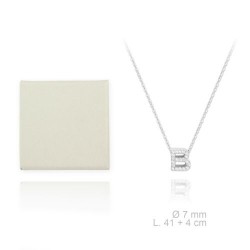 GARGANTILLA PLATA DE LEY 925 CADENA FINA CON INICIAL B 7 MILÍMETROS CON CIRCONITAS BLANCAS LARGO AJUSTABLE 41-45 CENTÍMETROS