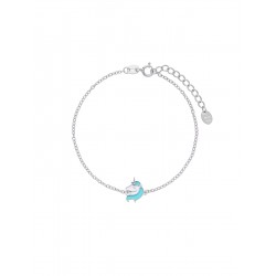 PULSERA MAREA NIÑA PLATA DE LEY 925 RODIADA D02403/AJ UNICORNIO 10 MILÍMETROS ESMALTE TURQUESA LARGO AJUSTABLE 16-19 CENTÍMETROS