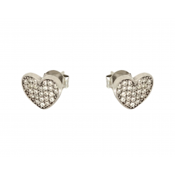 PENDIENTES MUJER PLATA DE LEY 925 CORAZÓN 8X7 MILÍMETROS CIRCONITAS BLANCAS CIERRE PRESIÓN