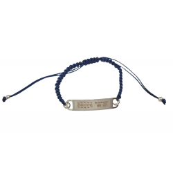 PULSERA MUJER ACERO LESTOR CHAPA RECTÁNGULAR 8X40 MILÍMETROS FRASE - PROFE TE MERECES UN 10 - DIBUJO CORDÓN DE MACRAMÉ AZUL MARI