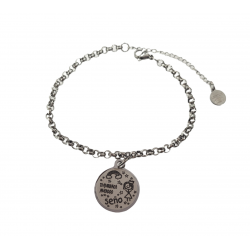 PULSERA MUJER ACERO LESTOR ESLABÓN ROLÓ CON CHAPA DE 20 MILÍMETROS CON DEBUJO Y FRASE - TE QUEREMOS MUCHOOO SEÑO - LARGO AJUSTAB