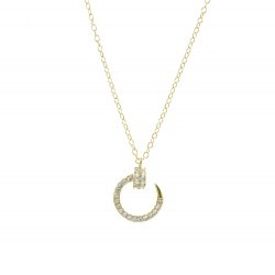 GARGANTILLA PLATA CHAPADO DORADO CLAVO CIRCONITAS 45 CM