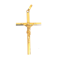 COLGANTE CRUZ CON CRISTO FORMA TUBO DE ORO AMARILLO