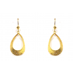 Pendientes de oro amarillo alargados forma oval tono matee tallado