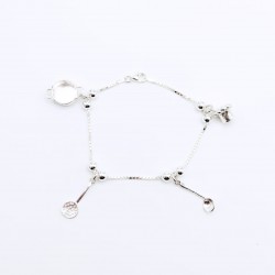 PULSERA PLATA DE LEY 925 CON 4 COLGANTES MOTIVO COCINERA LARGO 19 CENTIMETROS
