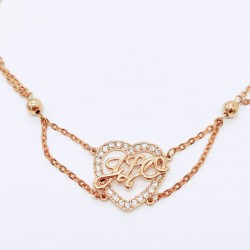 GARGANTILLA JLO RODIO CHAPADO DORADO CON CORAZON CON CIRCONITAS CADENA DOBLE LARGO 40 4 CENTIMETROS