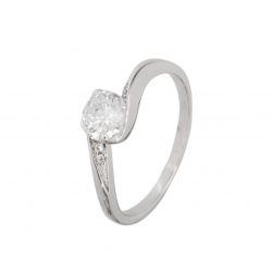ANILLO MUJER PLATA DE LEY 925 SOLITARIO CON CIRCONITA BLANCA 6 MILÍMETROS BRAZO CRUZADO CON DETALLE DE CIRCONITAS BLANCAS