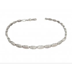 PULSERA MUJER ORO BLANCO 18 KILATES ARTICULADA ESLABONES OVALADOS 3X7 MILÍMETROS ACABADO BRILLO Y CIRCONITAS BLANCAS LARGO 19 CE