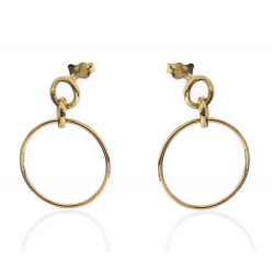 PENDIENTES LARGOS ORO AMARILLO 18 KILATES TRES AROS ENLAZADOS 7-7-22 MILÍMETROS. LARGO TOTAL 30 MILÍMETROS