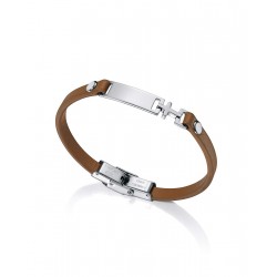 Pulsera Viceroy Next niño/hombre placa acero cruz y pulsera piel marrón Fashion largo 18.5 cm