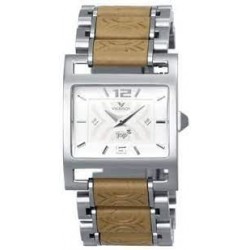 RELOJ VICEROY MUJER COLECCIÓN TOP CAJA ACERO CUADRADA 26 MILÍMETROS ESFERA BLANCA CADENA ACERO Y PIEL COLOR CREMA AJUSTABLE