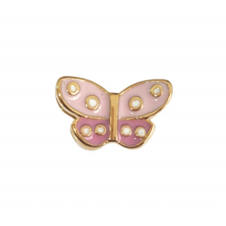 MOTIVO VICEROY NIÑA ACERO IP DORADO MARIPOSA CON ESMALTE ROSA Y BLANCO