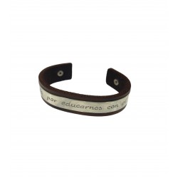 PULSERA PLATA DE LEY 925 CUERO GRACIAS POR EDUCARNOS CON EL CORAZÓN