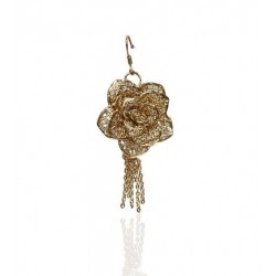 PENDIENTES ACERO CHAPADO ROSADO FLOR 5 CENTIMETROS DE LARGO