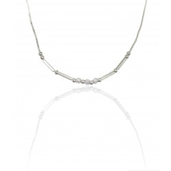 COLLAR PLATA DE LEY 925 BOLAS COLOR PLATA Y TRANSPARENTES 38 CENTÍMETROS DE LARGO