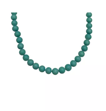 COLLAR PLATA DE LEY 925 TURQUESA SINTETICA 8 MILÍMETROS 50 CENTÍMETROS DE LARGO