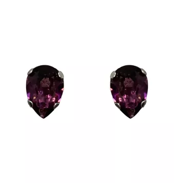 PENDIENTES PLATA DE LEY 925 LAGRIMA MORADA 1 CENTÍMETRO