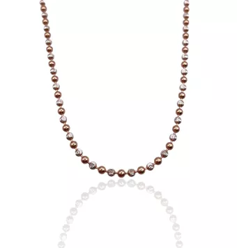 CADENA BOLAS COLOR PLATA Y COBRE PLATA DE LEY 925 GROSOR 2 MILÍMETROS 45 CENTÍMETROS DE LARGO