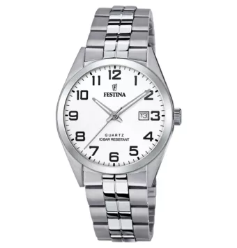 RELOJ DE HOMBRE FESTINA CLASSICS F20437/1 CON ESFERA BLANCA CALENDARIO CADENA ACERO CAJA ACERO 40 MILÍMETROS