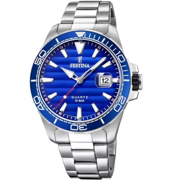 RELOJ DE HOMBRE FESTINA PRESTIGE F20360/1 CON ESFERA AZUL CALENDARIO CADENA ACERO CAJA ACERO 44.3 MILÍMETROS
