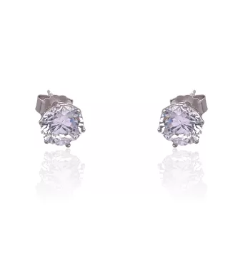 PENDIENTES PLACARI MUJER PLATA DE LEY 925 PIEDRA BLANCA 8 MILÍMETROS 6 GARRAS