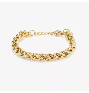 PULSERA RADIANT HOMBRE TRENZADA ACERO IP DORADO 8 MILÍMETROS DE ANCHO 18 CENTÍMETROS DE LARGO AJUSTABLE A 21 CENTÍMETROS