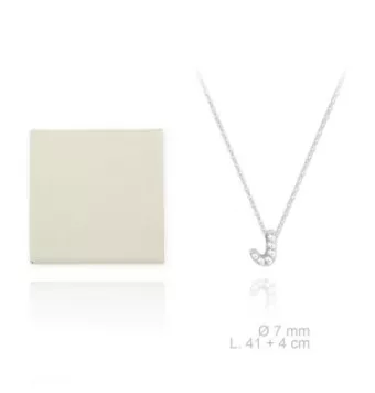 GARGANTILLA PLATA DE LEY 925 LETRA J CON CIRCONITAS BLANCAS 7 MILIMETROS  42-46 CENTIMETRO
