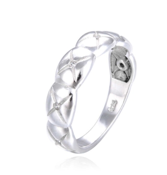 ANILLO PLATA DE LEY 925 OVALOS CON CIRCONITA EN CENTRO TALLADO ASPA