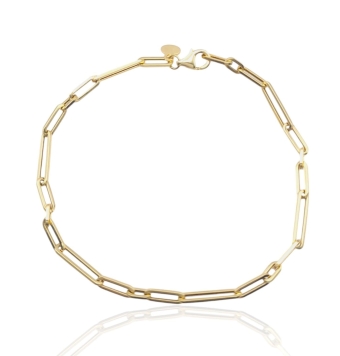PULSERA ORO AMARILLO 18 KILATES ESLABONES FORZADOS DIFERENTES TAMAÑOS ANCHO 3 MILÍMETROS LARGO 19 CENTÍMETROS CIERRE MOSQUETÓN