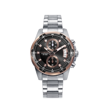 RELOJ CRONÓGRAFO VICEROY HEAT HOMBRE 401239-57 CADENA ACERO CAJA ACERO DIÁMETRO 42 MILÍMETROS BISEL COLOR NEGRO Y EN IP ROSA ESF
