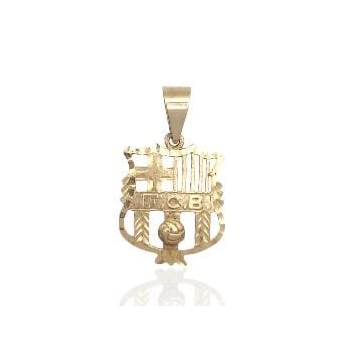 COLGANTE ESCUDO BARCELONA ORO AMARILLO 18 KILATES CALADO 20X22 MILÍMETROS