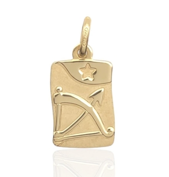 COLGANTE SAGITARIO ORO AMARILLO 18 KILATES PLACA 10X15 MILÍMETROS MATE/BRILLO