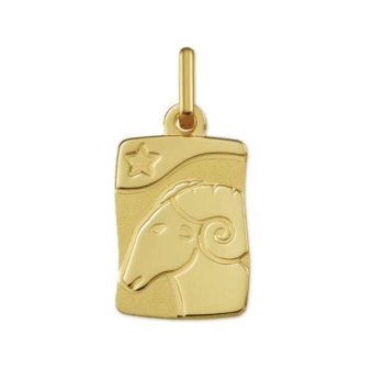 COLGANTE ARIES ORO AMARILLO 18 KILATES PLACA 10X15 MILÍMETROS MATE/BRILLO