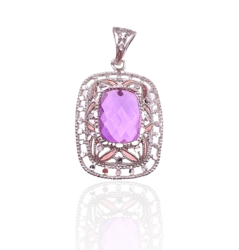 COLGANTE MUJER PLATA DE LEY 925 PIEDRA LILA 14X10 MILÍMETROS COLAGANTE 33X22 MILÍMETROS
