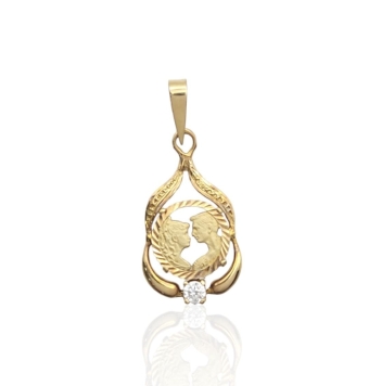 COLGANTE ENAMORADOS ORO AMARILLO 18 KILATES 12X19 MILÍMETROS CIRCONITA BLANCA