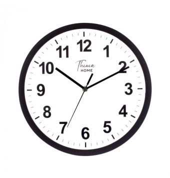 RELOJ DE PARED NEGRO THINIA HOME REDONDO 30.5 CENTÍMETROS ESFERA COLOR BLANCO