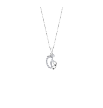 COLLAR LOTUS SILVER MOTHER`S LOVE LP3236-1/1 MUJER COLGANTE SILUETA PIE ADULTO CIRCONITAS Y PIE BEBÉ LISO LARGO 42-45 CM