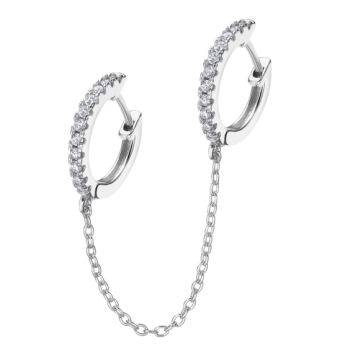 PENDIENTE CADENA LOTUS SILVER EARPARTY LP3332-9/1 PLATA DE LEY 925 DOBLE ARO CIRCONITAS BLANCAS