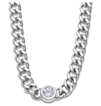 COLLAR LOTUS STYLE URBAN WOMAN MUJER LS2333-1/1 ACERO CADENA BARBADA 7 MILÍMETROS CON CHATÓN CIRCONITA BLANCA LARGO 51 CENTÍMETR