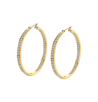 PENDIENTES LOTUS STYLE URBAN WOMAN MUJER LS2356-4/2 ACERO IP DORADO ARO 45 MILÍMETROS CIRCONITAS BLANCAS CIERRE CATALÁN