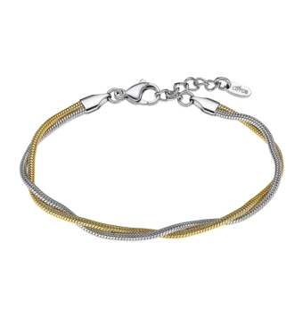 PULSERA LOTUS STYLE URBAN WOMAN MUJER LS2403-2/1 DOBLE CADENA COLA DE RATÓN ACERO Y ACERO IP DORADO CRUZADA LARGO AJUSTABLE 18-2