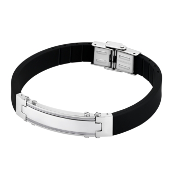 PULSERA LOTUS STYLE LS1695-2/1 CABALLERO ACERO Y CAUCHO NEGRO LARGO 21.5 CENTÍMETROS