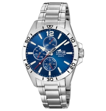 RELOJ LOTUS HOMBRE ANALÓGICO MULTIFUNCIÓN CAJA ACERO 42 MILÍMETROS ESFERA AZUL CADENA ACERO AJUSTABLE