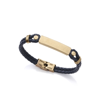 PULSERA VICEROY MAGNUM HOMBRE ACERO COLOR BRONCE Y PIEL TRENZADA AZUL LARGO 21.5 CENTÍMETROS