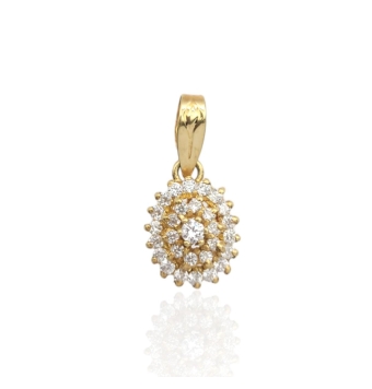 COLGANTE ROSETON ORO AMARILLO 18 KILATES CIRCONITAS BLANCAS 9X11 MILÍMETROS
