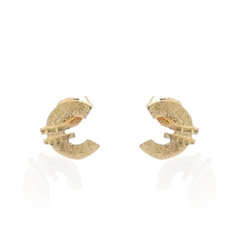 PENDIENTES ORO AMARILLO 18 KILATES SÍMBOLO DÓLAR 8X7 MILÍMETROS MATE/BRILLO CIERRE PRESIÓN