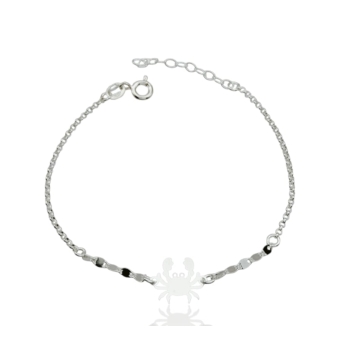 PULSERA CANGREJO PLATA DE LEY 925 CADENA ROLÓ LARGO AJUSTABLE 17-20 CENTÍMETROS