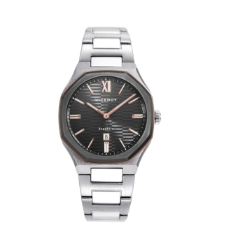 RELOJ VICEROY ANALOGICO MUJER CAJA ACERO 36 MILÍMETROS CON DOBLE BISEL EN IP GRIS Y ROSA CON CRISTAL ZAFIRO ESFERA MARRÓN CADENA